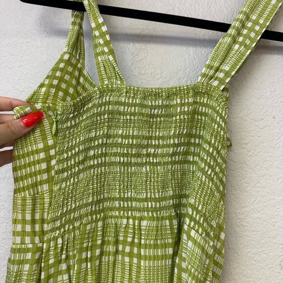 Faithfull The Brand Imogen Plaid Mini Dress Green Size 2 - Picture 5 of 5